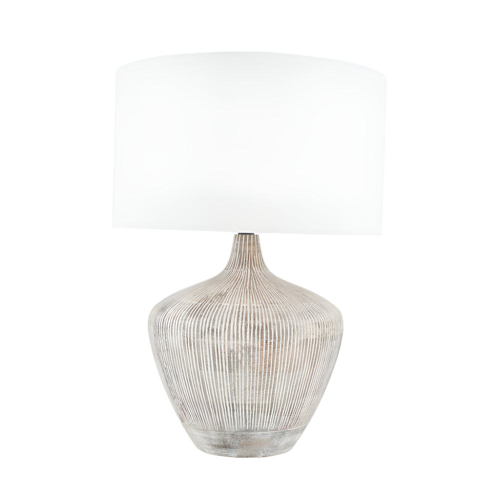Manaia White Wash Textured Wood Table Lamp - Base Only